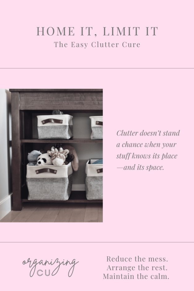 Organized bins on shelves